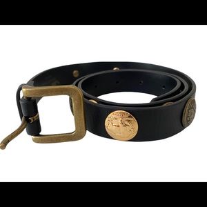 Ladies Black, Gold And Brass Belt